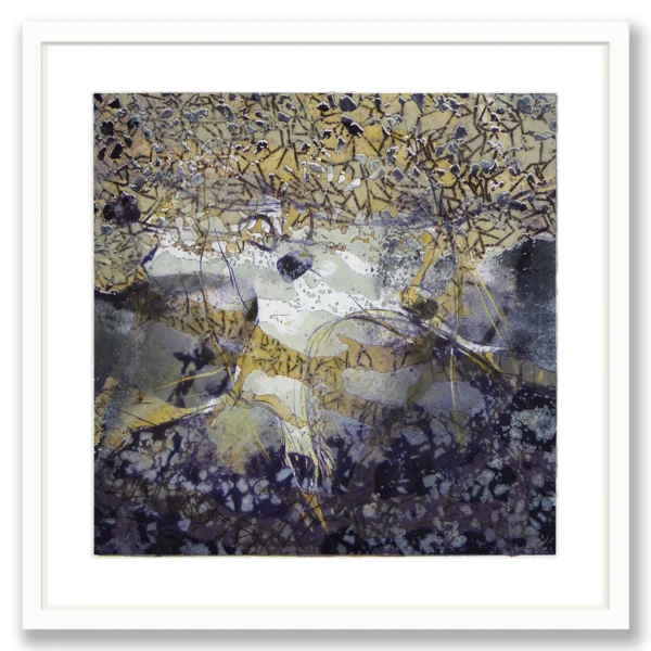 SOLD: Kerwayne Berry - Teeming life, 2015. Bay of Fires | Mixed Media on Paper 42x42cm. Framed