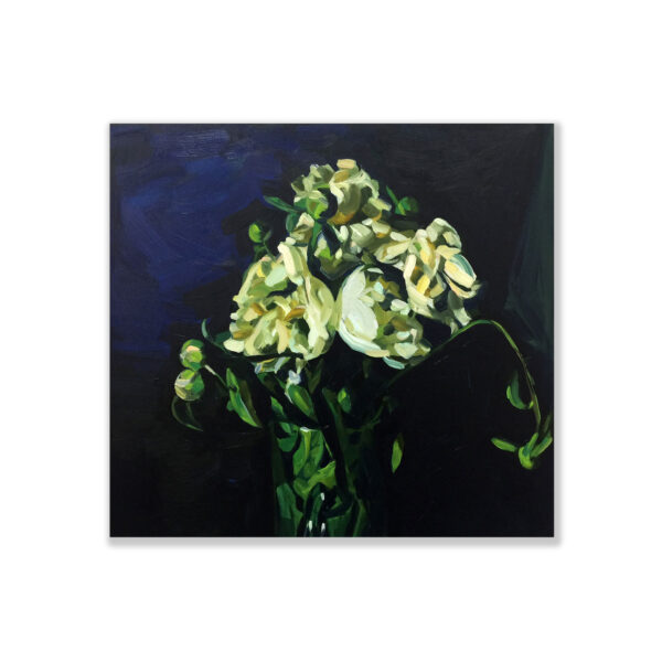 SOLD: Nikki Adams - Peonies, 2017. Oil on linen, 66x71cm. | Artsite Contemporary, Sydney