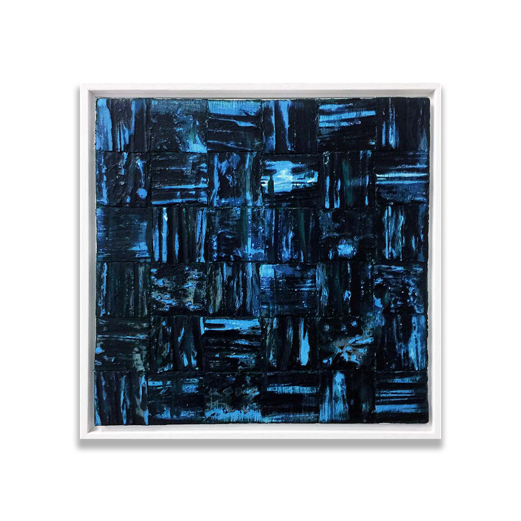 SOLD: Madeleine Tuckfield-Carrano - Meta Tesserae - Midnights in Paris. Mixed Media on Canvas. Image size: 30x30cm Framed (white)