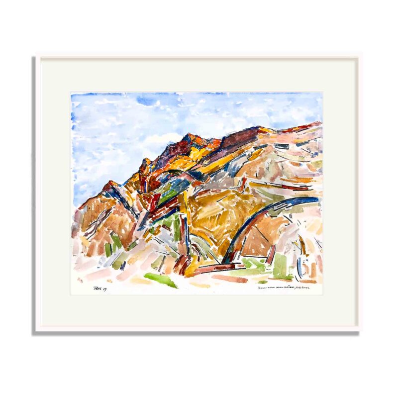 SOLD: Daniel Pata - Ridges at Seven Sisters NT, 2019. Watercolour on paper, 56x76cm (Framed Size:76x86cm). | Oil paintings and Drawings available | Browse in Gallery | Acquire Online | Artsite Contemporary Sydney