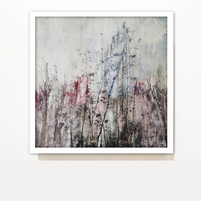 SOLD: Claudio Valenti - Untitled (Wildflowers), 2020. Oil and mixed media on panel. Framed 61x61cm. | Shop Artsite Online