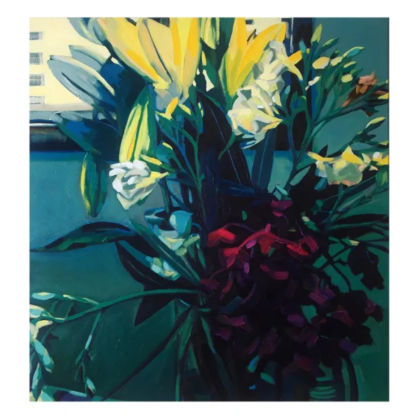 SOLD: Nikki Adams - Still Life in Green, 2017. Oil onCanvas. 76x71cm. | Artsite Contemporary, Sydney