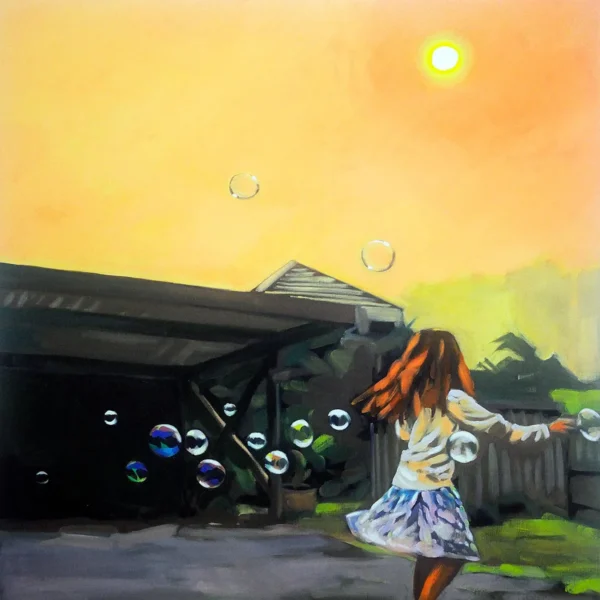 SOLD: Nikki Adams (Suebwongpat) - Apocalyptic Bubble-girl, 2020 Oil on linen, 97x92cm