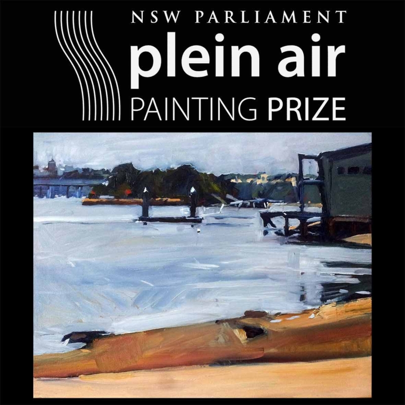 Ross Skinner, finalist in the 2014 annual NSW Parliament Plein Air Painting Prize for his painting Boathouse and Rodd Island