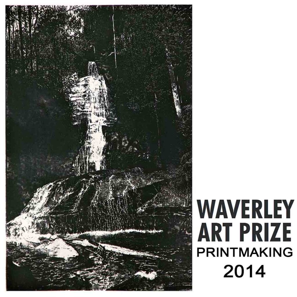 Graham Marchant, Winner of the Waverly Art Prize for Printmaking for his etching 'Empress Falls'.
