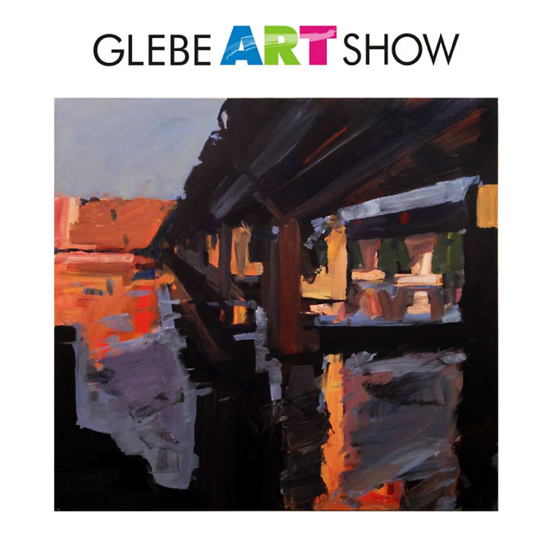Ross Skinner, winner of the Open Award, 2014 Glebe Art Prize for his painting Birkenhead Wharf and Bridges, Late Afternoon