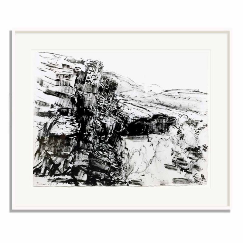 Daniel Pata: Trephina Gorge, 2019 Ink on 100% rag paper Image: 30x40cm, F: 49x58cm