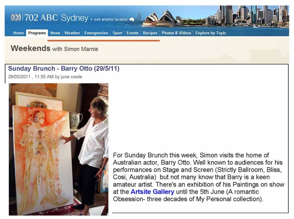 702 ABC Radio| Weekends with Simon Marnie | Sunday Brunch with Barry Otto | 29 May 2011.