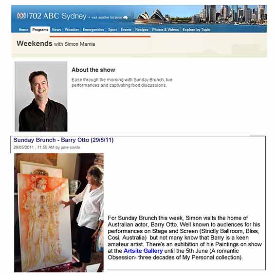 702 ABC Radio| Weekends with Simon Marnie | Sunday Brunch with Barry Otto | 29 May 2011.