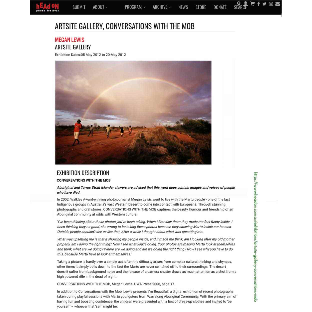 Artsite  Contemporary, HeadOn Photo Festival 2012 Featured Exhibition: Conversations with the Mob.