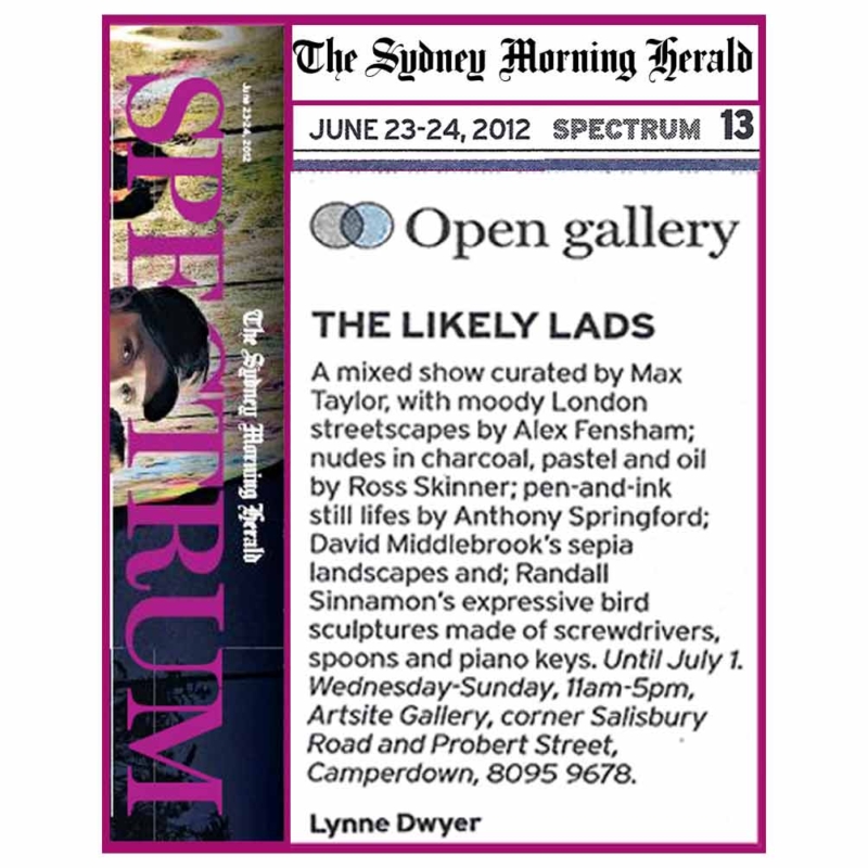 Sydney Morning Herald | Open Gallery | Lynne Dwyer | Spectrum page 13 | June 23-24 2012.