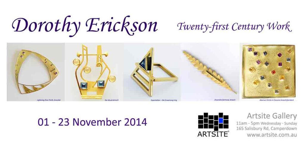 Twenty-first Century Work: Dorothy Erickson, 01 - 23 November 2014, Artsite  Contemporary exhibition archive