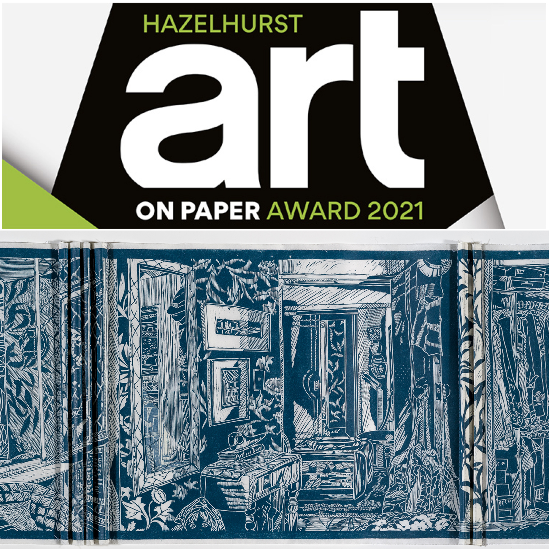 Hazelhurst Art on Paper Award 2021 Finalist, Christine Druitt Preston: Home Alone, 2021, linocut.