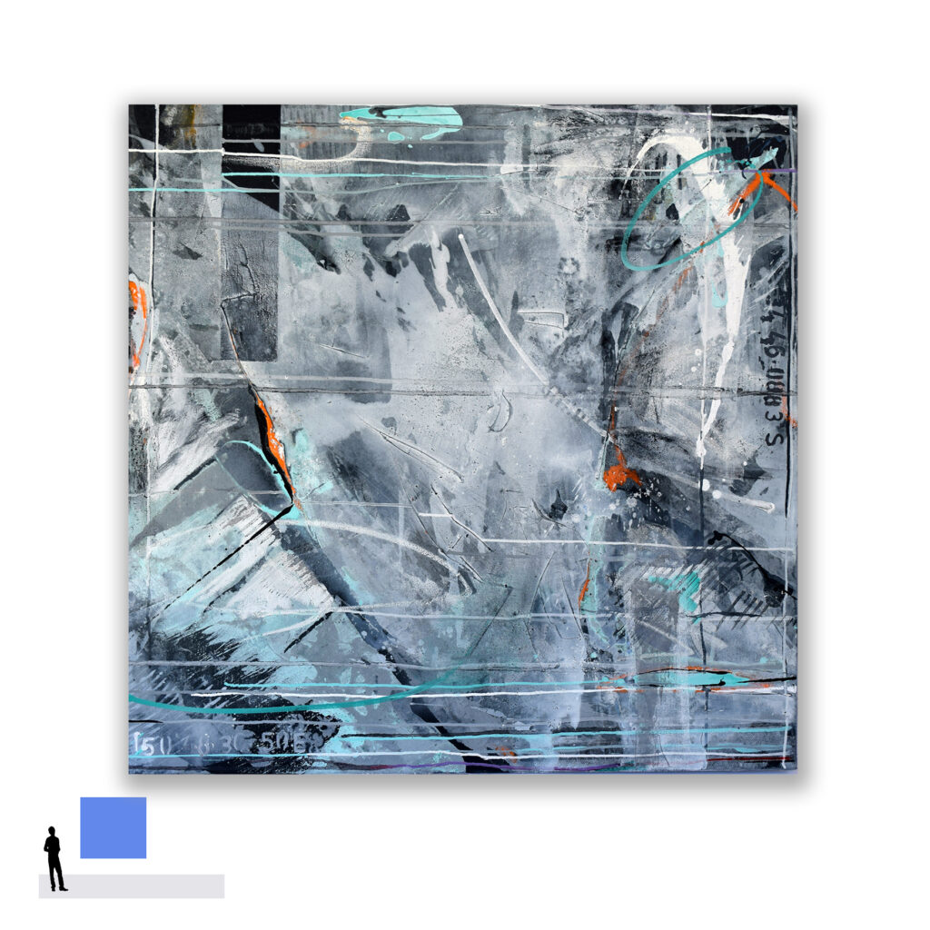Judy Trick: Vertigo 2021, Oil/MixedMedia/Canvas 100x100cm