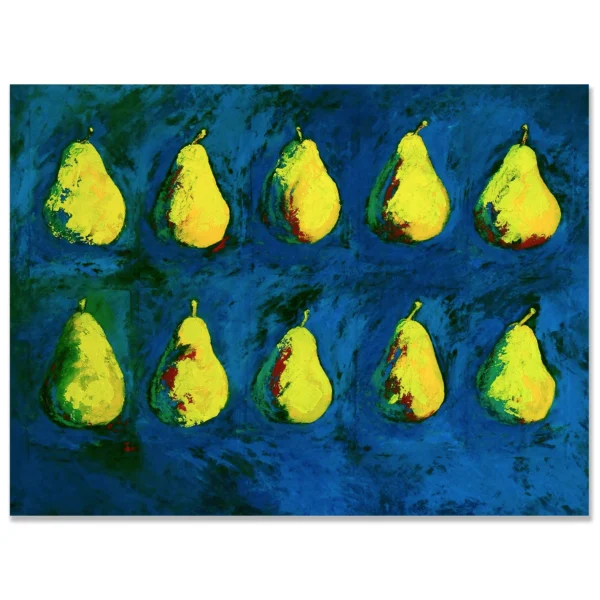 SOLD: Madeleine Tuckfield-Carrano ~ Late Summer (pears), 2014. Acrylic/mixed media on Canvas. 95x121cm.