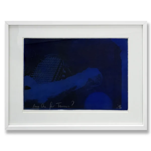 Sold ~ Madeleine Tuckfield-Carrano: Anyone for Tennis! Mixed media printwork on 100% rag paper, 38x56cm. Framed.