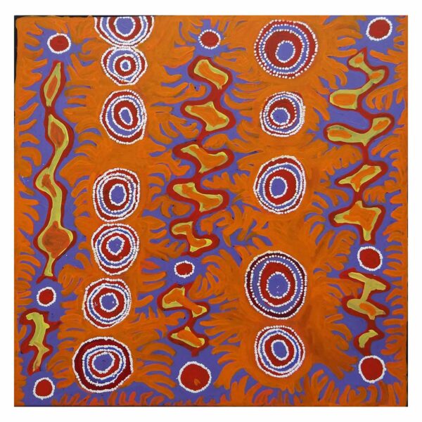 Pantjiti McKenzie OAM - Waru Tjukurpa – Fire Dreaming, Docker River (X1940-19)90x90cm, Acrylic on canvas