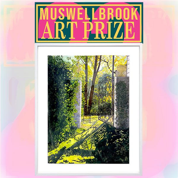 Graham Marchant - finalist in the 2023 Muswellbrook Art Prize with his watercolour The Garden Gate, Leura.