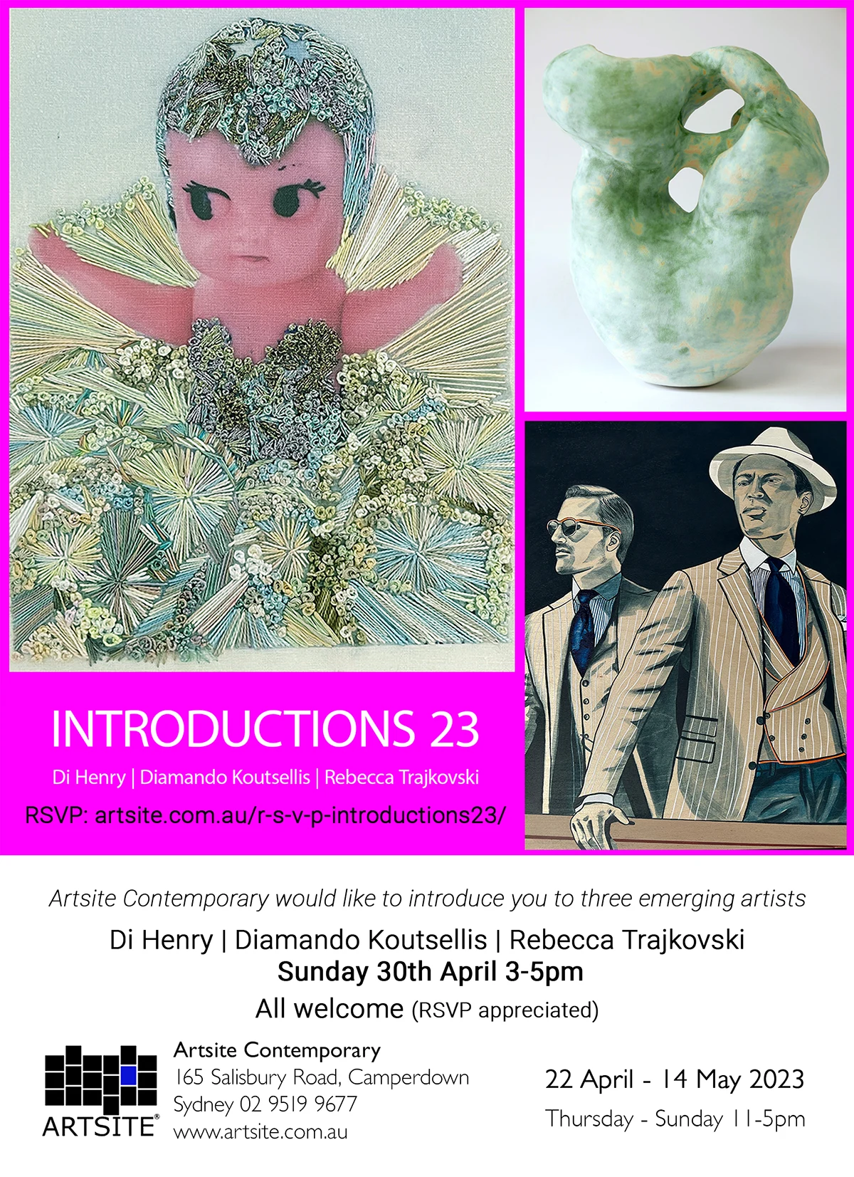 Introductions 23- Group Exhibition | Introducing three emerging artists. 22 April - 14 May 2023.