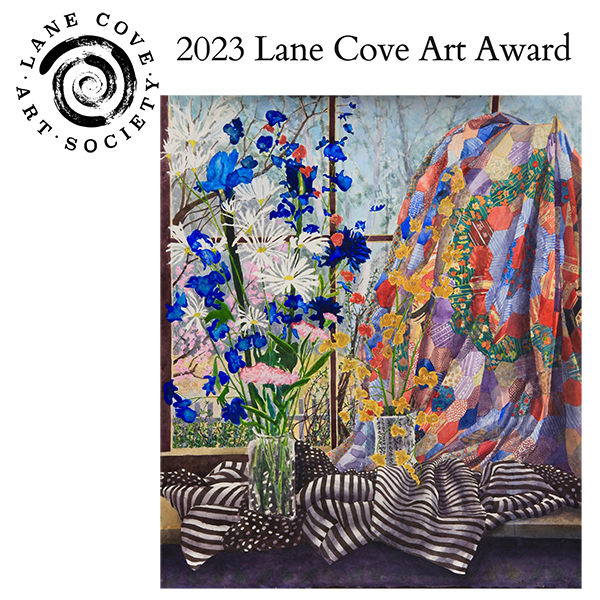 Graham Marchant: The Corn Flower and patterned Quilt, 2022 selected as finalist in the 2023 Lane Cove Art Prize.