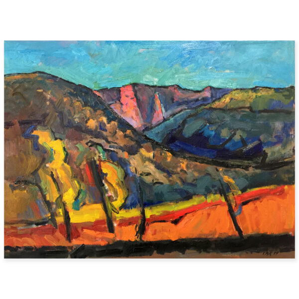 Daniel Pata: Wanderlust 2023. Solo exhibition Artsite Contemporary Australia. 09 September - 02 October 2023. SOLD: Daniel Pata - Sunset at Ross River, East MacDonnell ranges, 2021 Oil on canvas, 60cm x 90cm. Exhibited as finalist, 2021 Wynne Prize Exhibition, AGNSW.