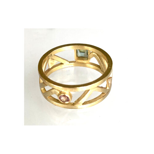 Dorothy Erickson - Absolute Truth – Homage to Klimt, 2005 Ring: 18ct gold, cinnamon sapphire blue tourmaline. (Ring Size: N). Artsite Contemporary Gallery - Dorothy Erickson: Più di Cinquanta – Art Gallery Western Australia Exhibition