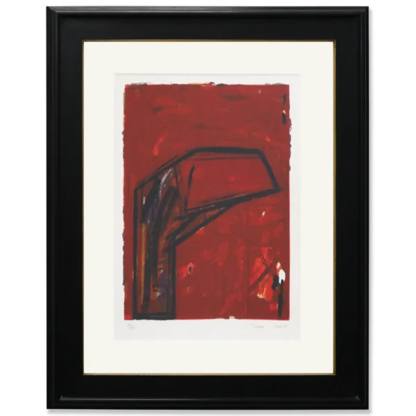 Fred Cress (1938 – 2009): Sacoma 21/25, 1980. Colour lithograph on Rag paper. Archivally matted and reframed 2021. Image size approx: 60x49cm. Framed size approx: 98x78cm. ©The Artist all rights reserved.