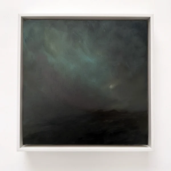 Francesca Raft: Moon over Skoura, 2024 Oil on linen, 31cm x 31cm. Framed size: 34 cm x 34 cm. FRANCESCA RAFT | Reflections in Light Solo Exhibition 08 – 30 June 2024 Artsite Contemporary Gallery Sydney Australia