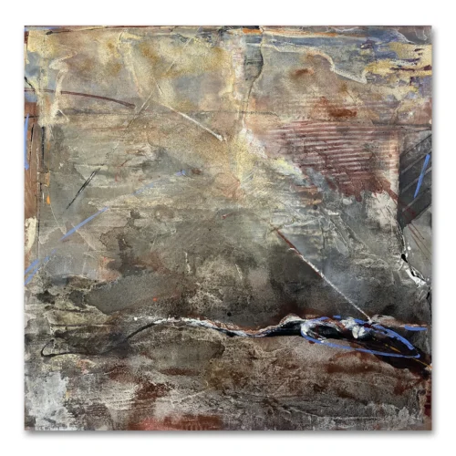 Judy Trick: Ubirr, 2024 Mixed-media on canvas. 92 cm x 92 cm. JUDY TRICK | Unearthed. Artsite Contemporary Galleries 03 – 25 August 2024