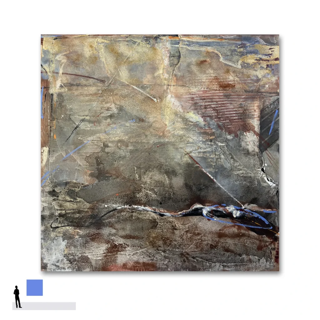 Judy Trick: Ubirr, 2024 Mixed-media on canvas. 92 cm x 92 cm. JUDY TRICK | Unearthed. Artsite Contemporary Galleries 03 – 25 August 2024