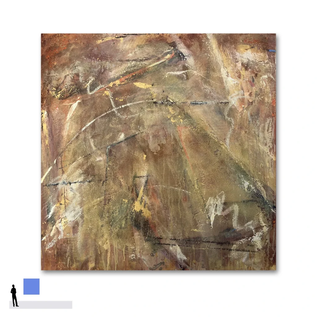 Judy Trick: Arrernte Trail, 2024 Mixed-media on canvas. 92 cm x 92 cm. JUDY TRICK | Unearthed. Artsite Contemporary Galleries 03 – 25 August 2024