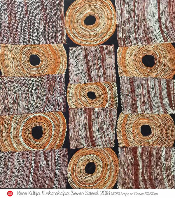 Rene Kulitja Kungkarangkalpa, (Seven Sisters) 2018 (X1787) Acrylic on Linen 90x90cm