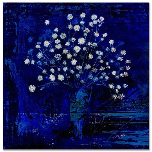 Madeleine Tuckfield-Carrano: Paper Daises (Dusty Memories) 2024 Acrylic/Mixed media on canvas 61x61cm