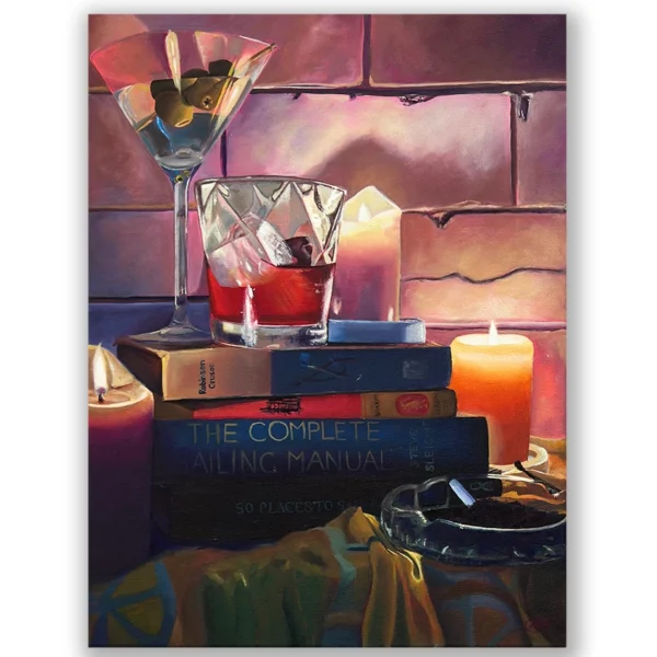 Caitlin Pluta: Cocktail Hour, 2024 Oil on Canvas. 36x46cm.