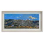 Daniel Pata: Granite formations Mt. Crackenback, 2025 Oil on Panel (marine grade). Image: 43x110cm. Framed: 56.5x136cm