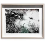 Daniel Pata: Cloud invasion, 2024 Ink on paper. Image: 15x21cm. Framed: 28x33cm Dramatic cloud invades the mountain obscuring the landscape.