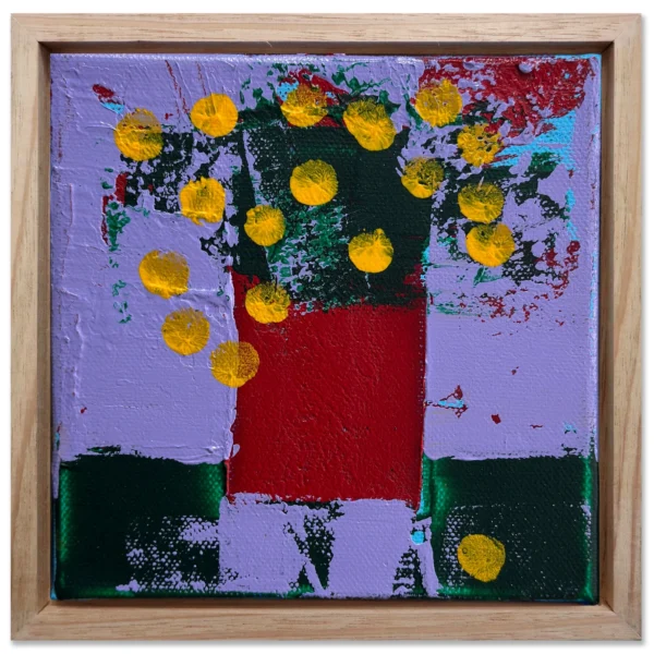 Madeleine Tuckfield-Carrano Small gifts - Billy buds, 2024. Acrylic on canvas, 15x15cm. Framed.
