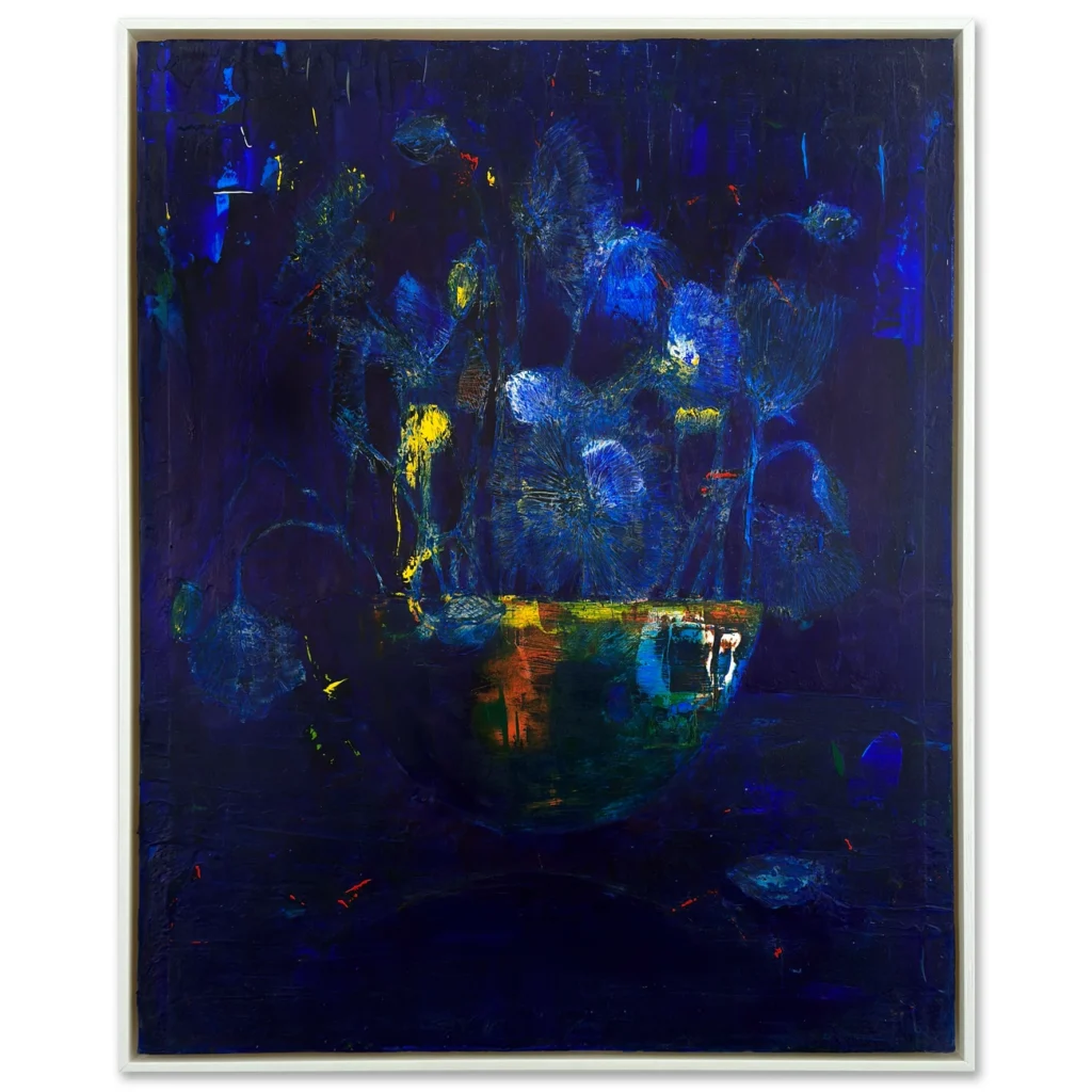 Madeleine Tuckfield-Carrano - Night Poppies (Fireworks), 2024 Acrylic on rag paper on canvas board, 79x64cm Framed