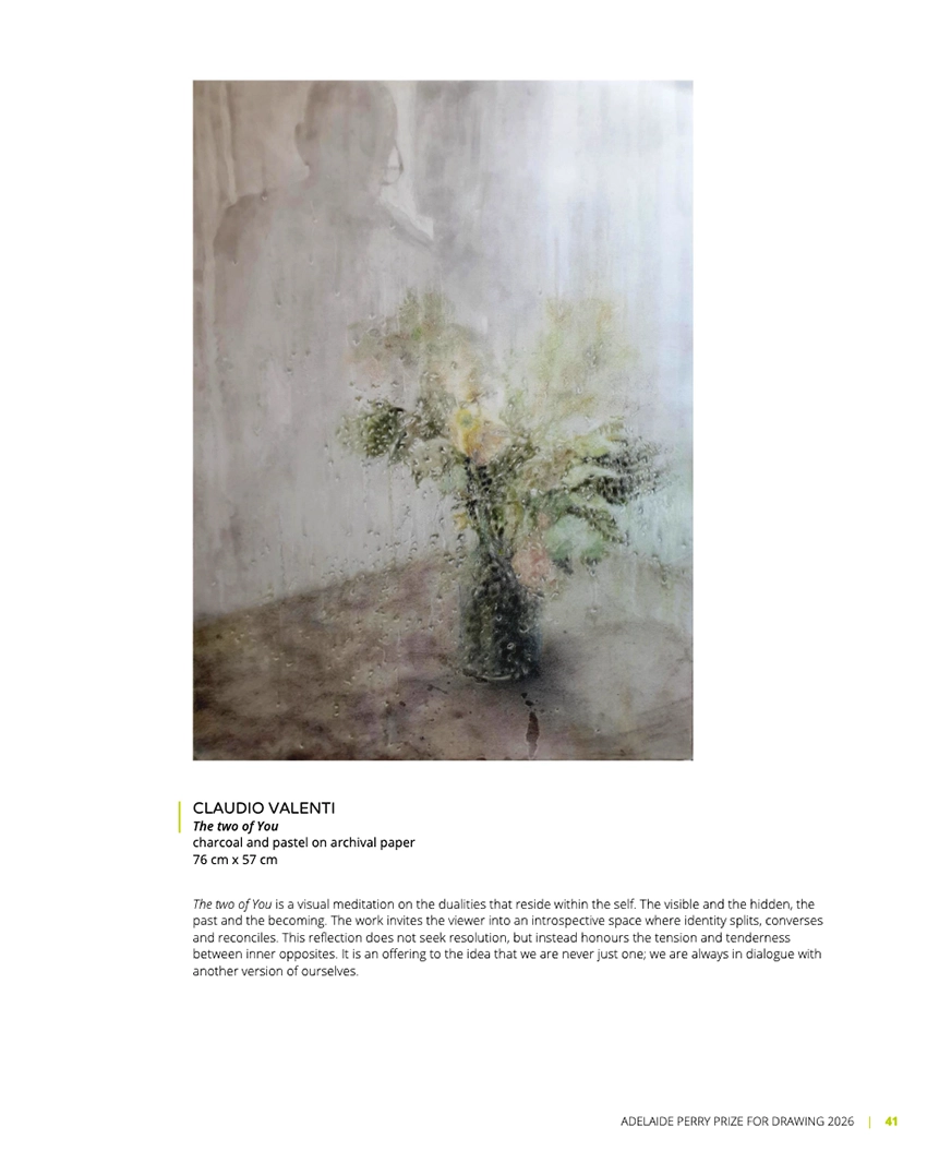 Claudio Valenti - selected finalist 2026 Adelaide Perry prize for Drawing.