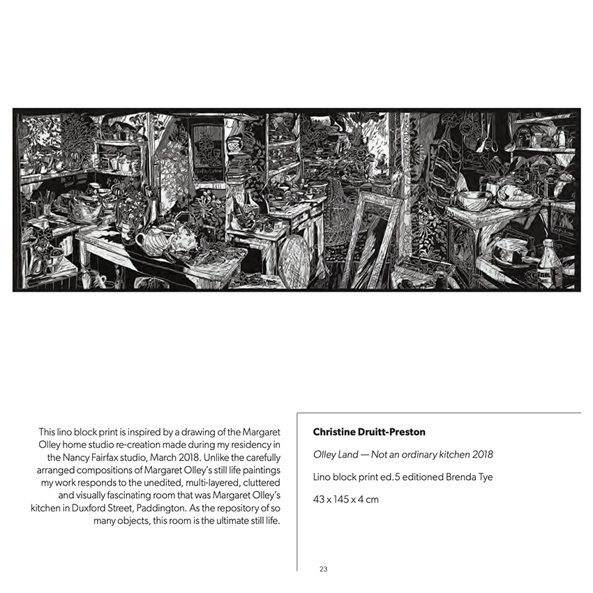 The Comfort of Home presents work from the Tweed Regional Gallery collection that explores home and connection to place as a sanctuary – our own individual corner of the world. Includes Christine Druitt Preston's Olley Land, Not an ordinary kitchen,  2018.