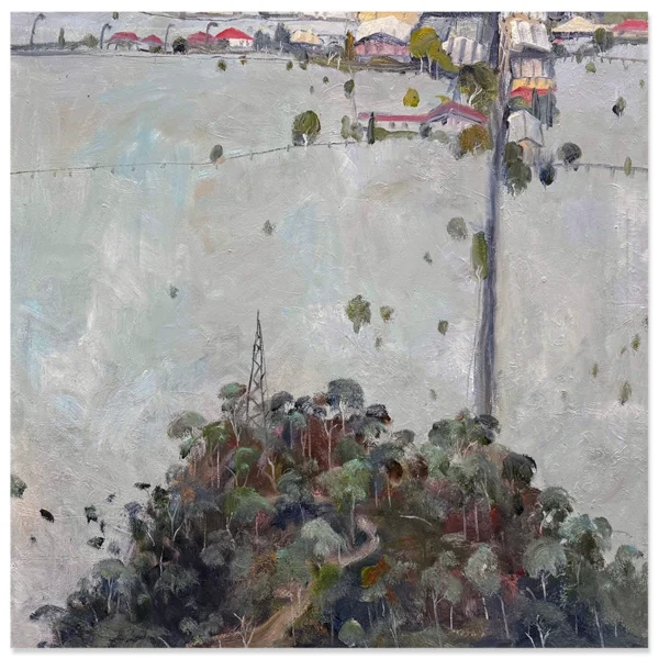 David Manks: Road to Mt-Mutton, 2025. Oil on Canvas 76x76cm. Unframed.