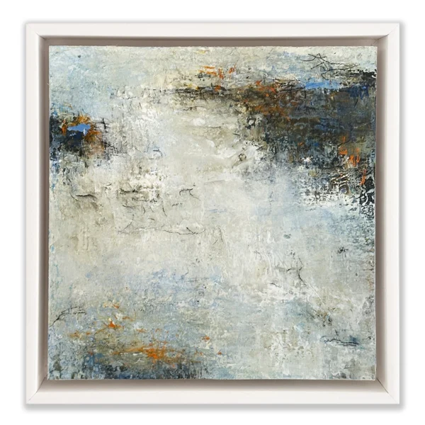 Sold ~ Kerwayne Berry: Drifting Time, 2024 Mixed Media on paper on panel, 30x30cm Framed: 34x34cm