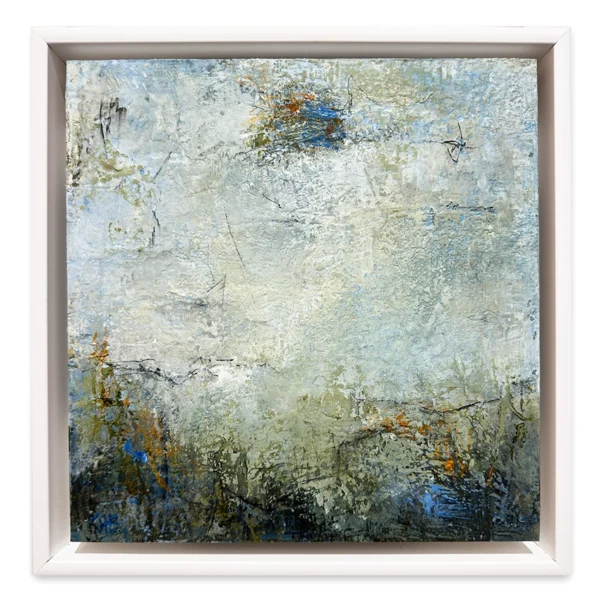 Kerwayne Berry: Drifting Memory, 2024 Mixed Media on paper on panel, 30x30cm Framed: 34x34cm
