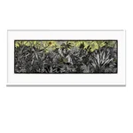 Christine Druitt Preston - Yellow Hansa light – Rosebank, 1/5, 2021 Hand coloured lino block print on Wenzhou paper editioned by the artist. Edition of 5. Unframed 60x132cm.
