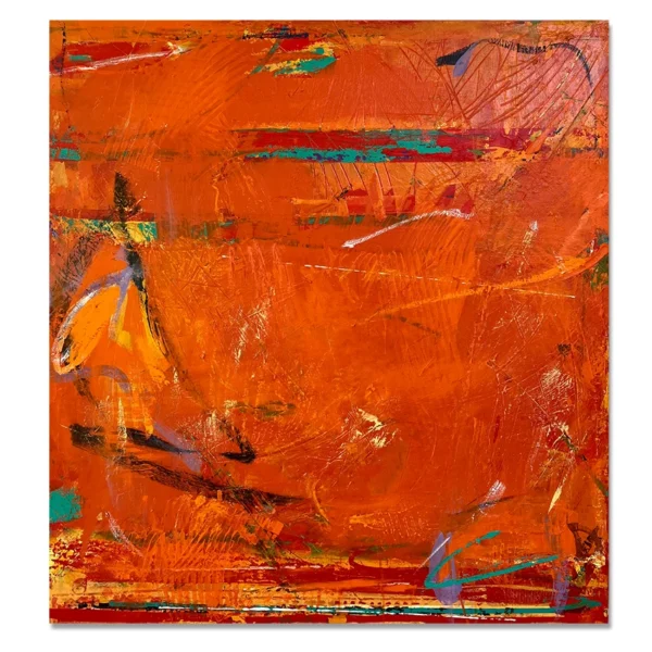 Judy Trick: Sunset over the Saddle, 2025. Mixed-media on canvas. 92x84cm.