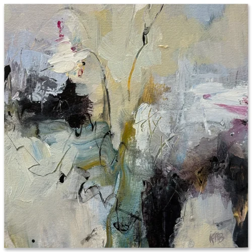 Kerwayne Berry: Orchid Study, 2025. Mixed media on Arches 300 gsm Oil paper on panel. Image size: 20cm x 20cm. Framed size: 33x33cm