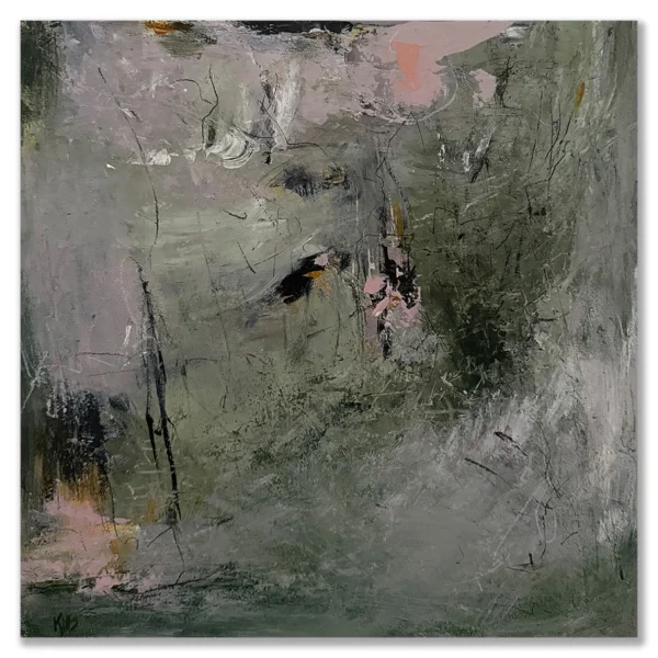 Kerwayne H. Berry: On the breeze, 2025 Mixed Media on Arches Oil Paper 300gsm. Image size: 41x41cm. Framed size: 60x60cm. $1600 ...the luscious greenery of the Southern Highlands - its colourful flora all being whipped up by a southerly...