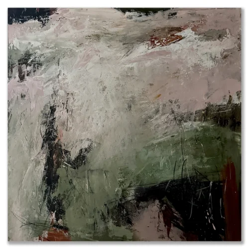 Kerwayne H. Berry: Rockpools reflected light, 2025 Mixed Media on Arches Oil Paper 300gsm on wood panel. Image size: 60x60cm. Framed size: 63x63cm. $2000 And, of course, the soft moss that covers the boulders around the rockpools...