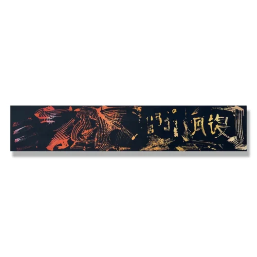 Judy Trick: Beneath, 2026. Mixed media on canvas.153x30cm. "Here in lies a story of courage and resilience."