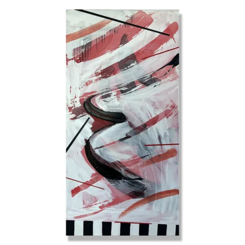 Judy Trick: Forces, 2026. Mixed media on canvas.92x46cm. "Strength, power, intensity are all here. Time to release and let go."